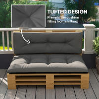 Outsunny Conjunto de 2 Cojines para Palets con Tela Resistente Impermeable Anti-UV Cojines Exterior para Jardín Terraza Interior Asiento 120x77 cm Respaldo 120x40 cm Beige - details 11