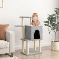 vidaXL Rascador para Gatos con Postes Árbol Torre Escalador Sisal Color Crema,  Gris claro,  Gris oscuro y mas - details 1