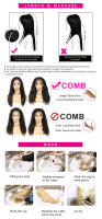 Pelucas De Cabello Brasileño Rizado Corto Con Franja Para Mujeres Peluca Mecánica De Cabello No Remy Tamaño Promedio Color Natural - details 19