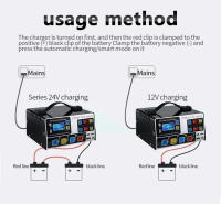 Cargador De Batería Para Coche 12V/24V De Alta Potencia 220W Carga Rápida Automática Con Pantalla LCD Reparación De Pulso Completa Auto-paro - details 7