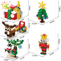 Bloques De Construcción Navideños HUIQIBAO Reindeer Santa Claus Y Casa De Nieve Con Árbol De Navidad Juguete Para Niños Regalo Compatible Con Bloques Lego - details 10