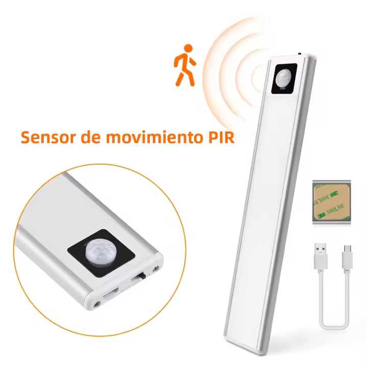 Luces LED Ultrafinas Para Armario Con Sensor De Movimiento Recargable Luz Nocturna USB Iluminación De Gabinete Cocina - 1