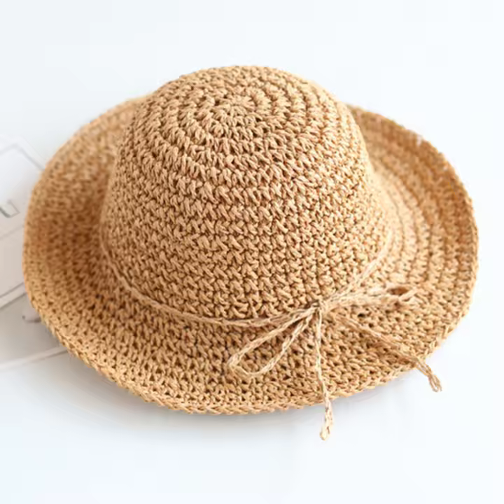 Sombrero De Paja Plegable Para Madre E Hija Protección Solar De Verano Para Playa Y Viajes Exterior Casual Sin Químicos Alérgenos - 1
