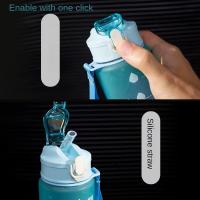 Botella Deportiva De 700ml Resistente a Altas Temperaturas Con Pajita Graduada Copa De Plástico De Color Arcoíris Con Diseño Frotado Progresivo - details 9