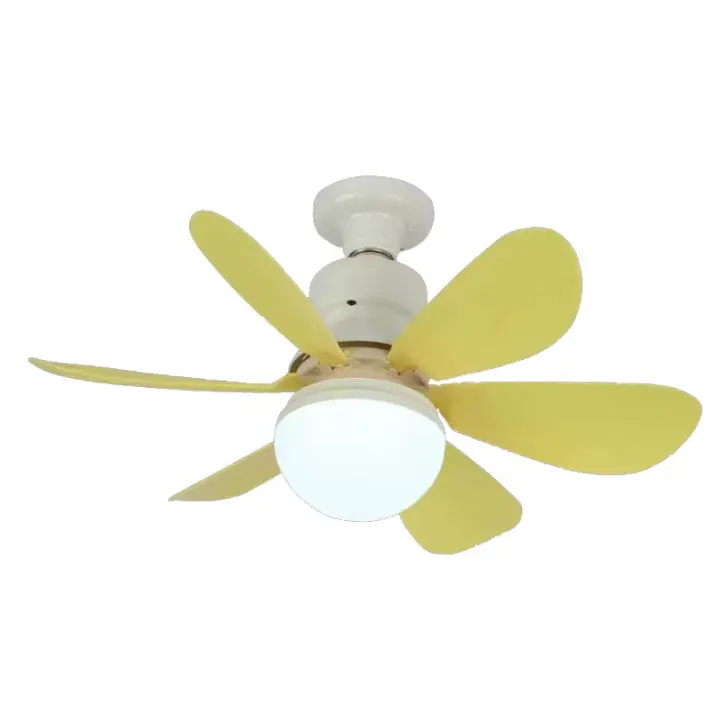 Ventilador de techo 52cm with Luz y Mando Distancia, ventilador de techo Silencioso, base E27 40 W, 6 Aspas, 3 velocidades, Luz Fría/Neutra/Cálida, adaptado para dormitorio, Salón - 1