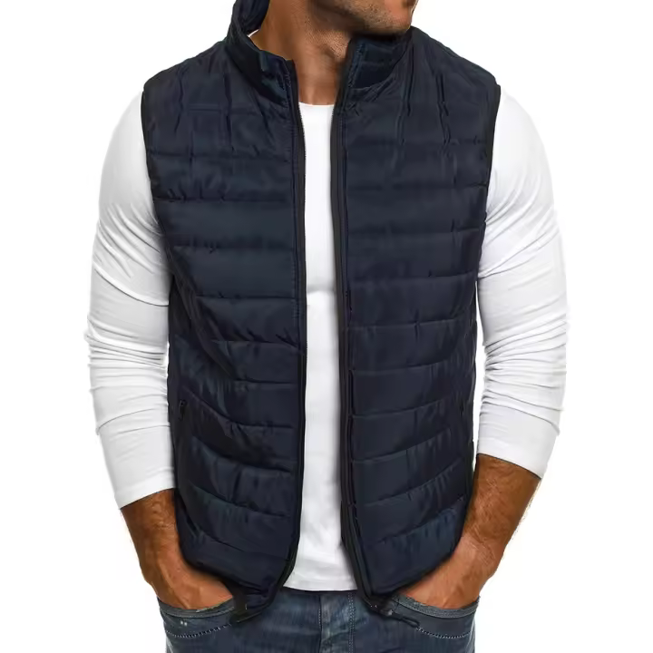 Chaleco Sin Mangas Aiwetin Para Hombre Relleno De Algodón Estilo Casual Cuello Erguido Caliente Talla 5XL Ropa Exterior - 1