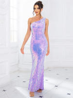 Vestido De Fiesta Romagic De Encaje Con Flor Y Lentejuelas De Hombro Solo Vestido Largo Para Mujer Sin Mangas Elástico Para Bodas Y Noches Elegantes - details 15