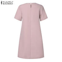 Vestido Elegante De Verano Para Mujer ZANZEA Con Manga Corta Estilo Trabajo OL Vestido Casual De Rodilla Solido Adecuado Para Fiestas Y Trabajo - details 10