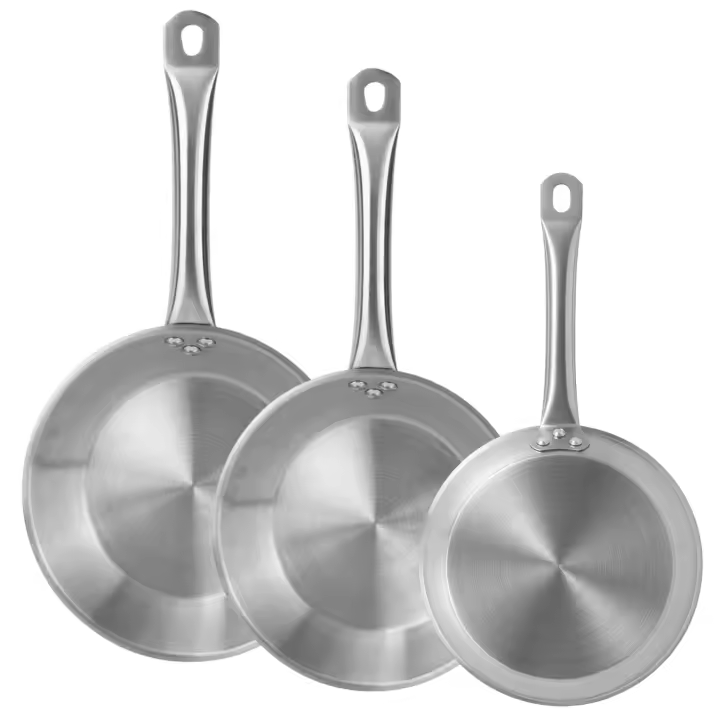 Well Home Sartenes Ø20Ø24Ø28Ø30cm en Acero inoxidable, Aptas para inducción y SIN antiadherente (REGALO CON PACK DE 20,22,24 cm) - 1