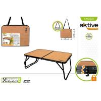 AKTIVE Mesa plegable camping portátil diseño madera con asa para fácil transporte, mesa pequeña, mesa picnic, Medidas 60x40x25cm, Mesa de aluminio ligera, Accesorios de camping - details 0