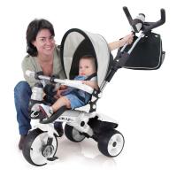 INJUSA - Triciclo Infantil Evolutivo City Max | Triciclo a Pedales para Niños de 6 a 36 Meses | Mango de Dirección Parental Extensible | Capota Solar | Mochila | Arco y Cinturón de Seguridad | Cubeta Trasera | Cubiertas de Goma EVA en Ruedas | Blanco - details 1