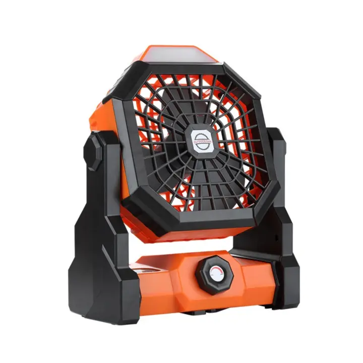 Ventilador de Camping 2025 con Luz LED Integrada | Turbina USB de Alta Velocidad Recargable 8000mAh (15h Autonomía) | Sistema Dual: soporte de Gancho Magnético + Base Estable para Tienda/Mesa | Control Remoto con 3 Modos de Iluminación Nocturna | Equipo - 1