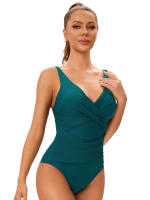 Nueva Monopiece De Verano Para Mujer Talla Grande Con Cuello En V Y Cross Ajustable Color Sólido Traje De Baño Elegante Y Sexy - details 2