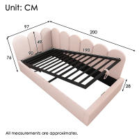 Sofá Cama Infantil 90x190 cm Rosa Terciopelo-Alojamiento Hidráulico with Facil Apertura, Base de Listones Metálicos Robustos (Sin Colchón) - details 5
