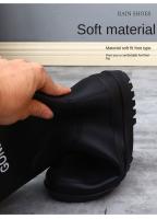 Zapatos De Lluvia Para Hombres Botas De Agua De Medio Tamaño Moda Coreana Suaves Y Antideslizantes Suela Gruesa Material De Goma - details 12