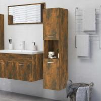 vidaXL Armario de baño madera contrachapada 30x30x130 cm en color Blanco/Marrón roble/Negro y más | almacenamiento funcional diseño moderno para baño dormitorio sala - details 3