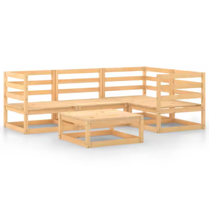 vidaXL Juego de muebles de jardín 5 piezas madera maciza de pino - 1