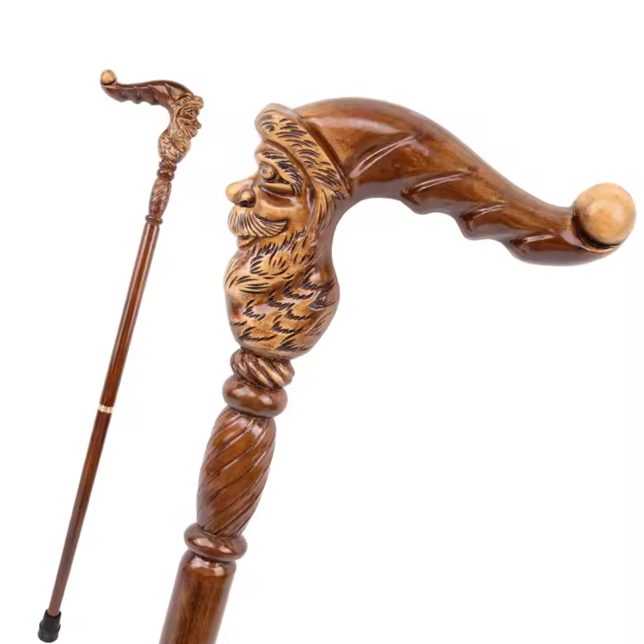 Bastón De Madera Marrón De Santa Claus Para Cosplay Y Fiestas De Halloween Bastón De Moda Con Punta De Goma 96cm - 1