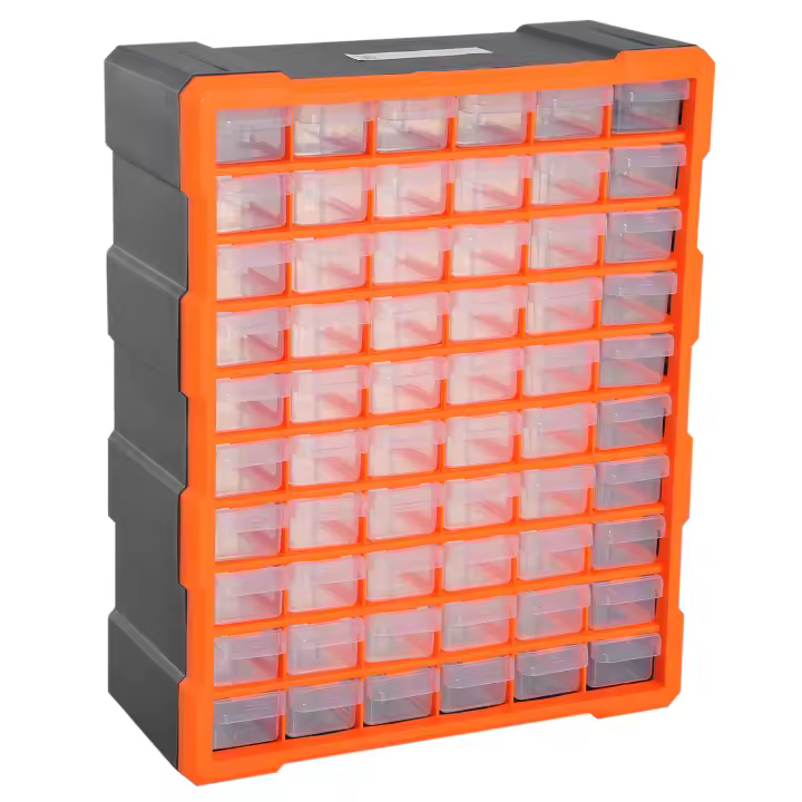 DURHAND Armario Organizador de Herramientas con 60 Cajones Tipo Estantería DIY Caja Cajonera de Herramientas 38x16x47,5 cm Naranja - 1