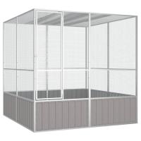 vidaXL Jaula de Pájaros Acero Galvanizado Aves Pajareras Casita Color Gris,  Antracita, y mas - details 1