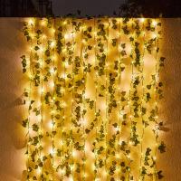 Garland De Luces Solares De Hojas Artificiales Y Flores Para Decoración De Navidad Jardín Fiesta Boda Puerta Techo Exterior - details 3