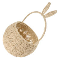 Cesta De Paja Tejida En Forma De Conejo Para Regalos Cesta De Almacenamiento Decorativa Pequeña Con Cordón De Papel Soporte Para Dulces - details 2