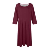 Vestido Largo De Manga Larga Para Mujer Casual Suéter Con Bolsillos Estilo Swing Suelto Cuello Redondo Color Sólido Vestido Robe - details 35