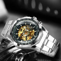 Reloj Mecánico WINNER Clásico Esqueleto Para Hombres Manos Luminosas Correa De Acero Inoxidable Marca De Lujo Forsining Reloj De Pulsera - details 2