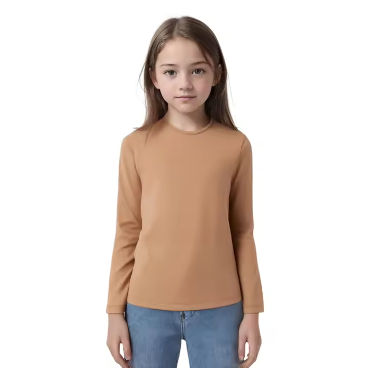 WAI 2 MARKET - Camiseta Térmica Infantil Unisex, Manga Larga, Ropa Interior Cálida para Niños y Niñas, Cuello Redondo, 96% Poliéster  4% Elastano, Ideal para Invierno, Disponible en Color Blanco, Negro, Rojo, Beige, Azul Marino, Tallas 5-14 Años - 1