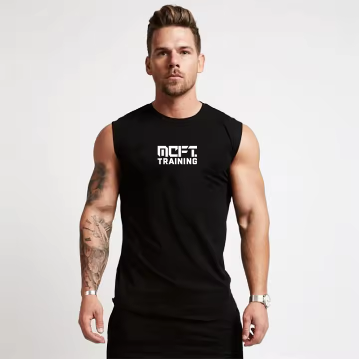 Camiseta de Boxeo Fitness para Hombres Diseño de Letras Sueltas Algodón Lavado en Máquina - 1
