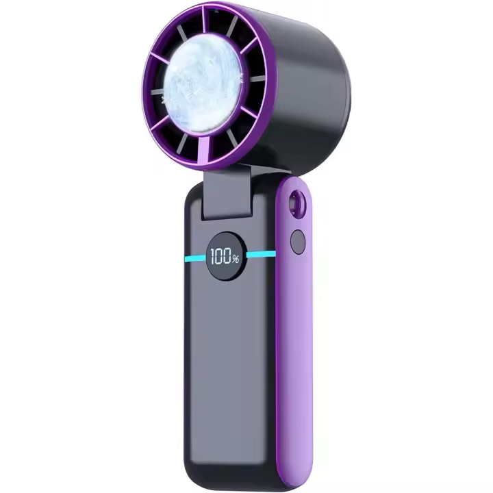 USB recargable turbo ventilador de mano - 3 velocidades, 4000mAh, mini, silencioso, utilizado para viajar, oficina, mini al aire libre conveniente para llevar, negro púrpura. - 1