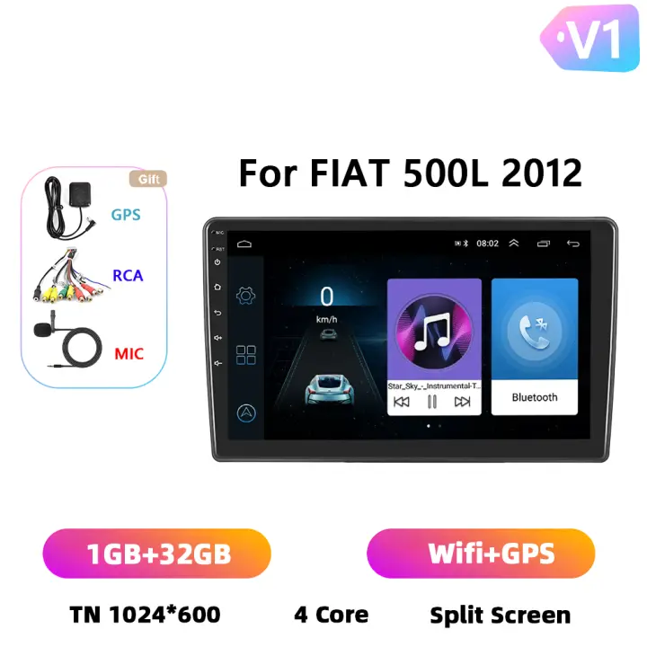 Podofo Radio de coche Android 2 Din para Fiat 500L 2012 Carplay 8+128GB AI Voice WIFI+4G DSP GPS Navegación Multimedia Reproductor de Video - 1