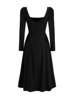 Vestido De Mujer Con Cuello Cuadrado Y Manga Larga Elegante Y Casual Color Sólido Poliéster Vestido Midi A-Line Para Oficina Y Viaje - details 2