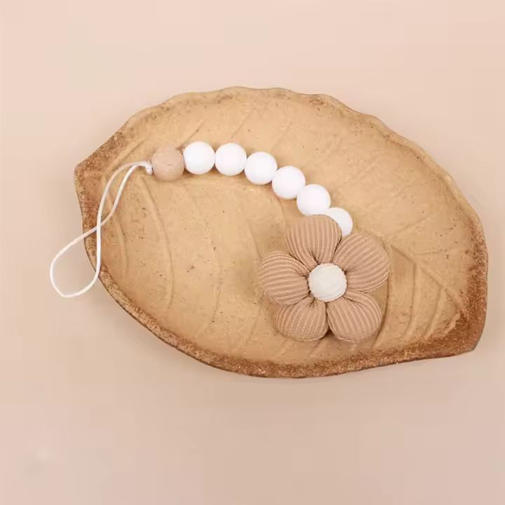 Cadena De Chupete De Silicona With Flor Para Bebe Recién Nasido Accesorios Para Bebe Clip De Chupete Cadena Antipérdida De Mordador - 1