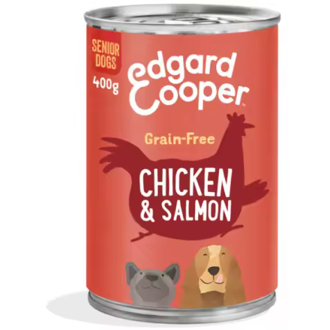 Edgard & Cooper Senior Grain Free Pollo y Salmón Perro Latas 6 x 400 gr - 1