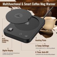 Calentador de tazas, calentador de tazas de café con 3 configuraciones de temperatura, calentador de café con apagado automático, calentador de tazas impermeable anti-escaldaduras para escritorio, calentador de tazas de café con pantalla de estado - details 0
