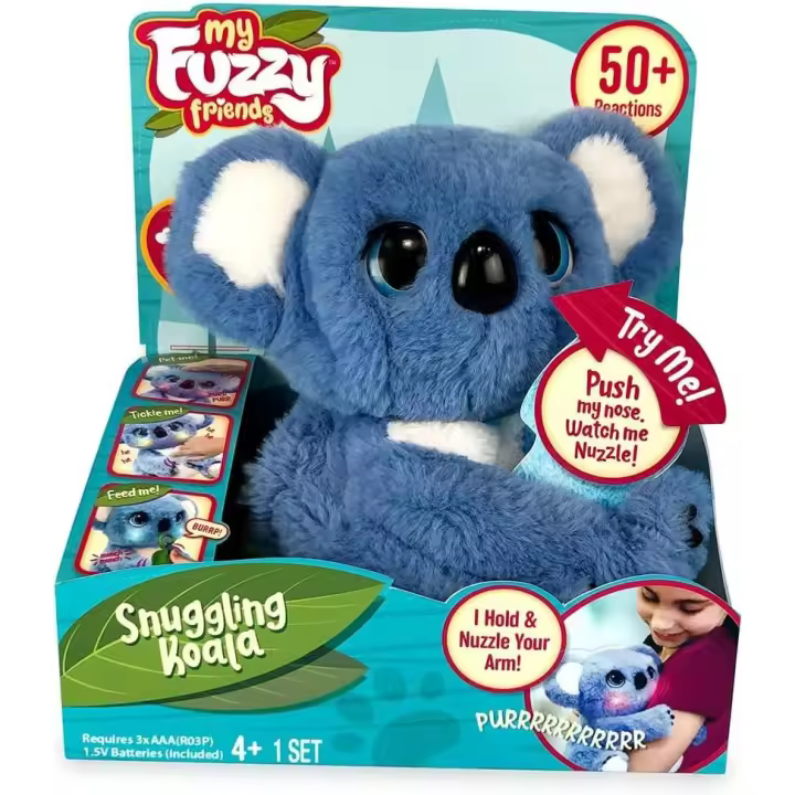 Famosa- My Fuzzy friends, peluche de koala interactivo con más de 50 reacciones, incluye biberón y mide 26 cm de alto (700016893) - 1
