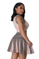 Vestido Mini De Oficina Para Mujer Estampado Y Elástico De Tenis Con Cuello Redondo Y Falda Plisada Casual Middle Age Polyester - details 46
