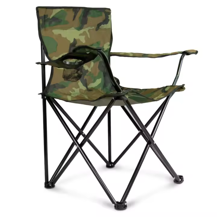 TIENDA EURASIA – Silla Plegable de Camping, Camuflaje en Verde, Silla Camping, Acero Inoxidable, 49x48x80 cm y 40 cm Altura Suelo Asiento, Incluye Bolsa de Transporte - 1