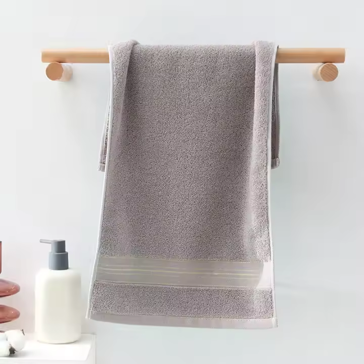Toalla De Rostro De Algodón Puro 2-Pack Con Alambre Dorado Secado Rápido Y Absorbente Acolchado Toalla Rectangular De 35x75cm - 1