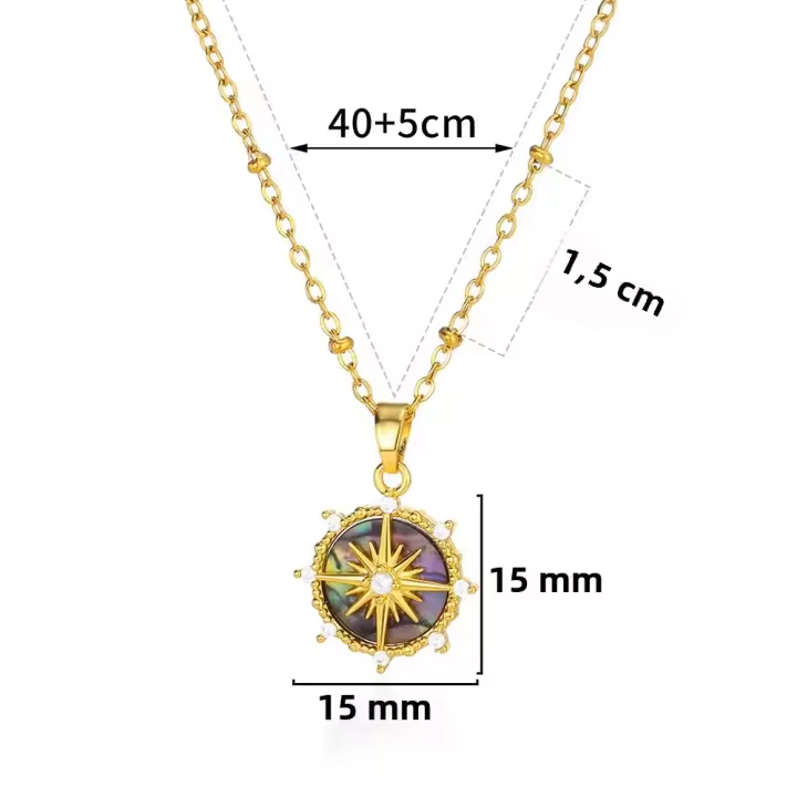 Collar De Lujo Para Mujer Diseño Vintage Con Colgante De Zirconia En Forma De Rueda Del Destino Cadena De Acero Inoxidable Regalo BFF - 1