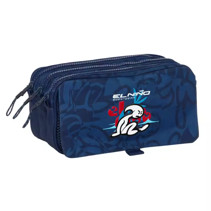 Safta Portatodo Triple el Niño Paradise Azul Marino 21,5 X 10 X 8 Cm Infantil Adaptable A Carro Portamochilas - 1