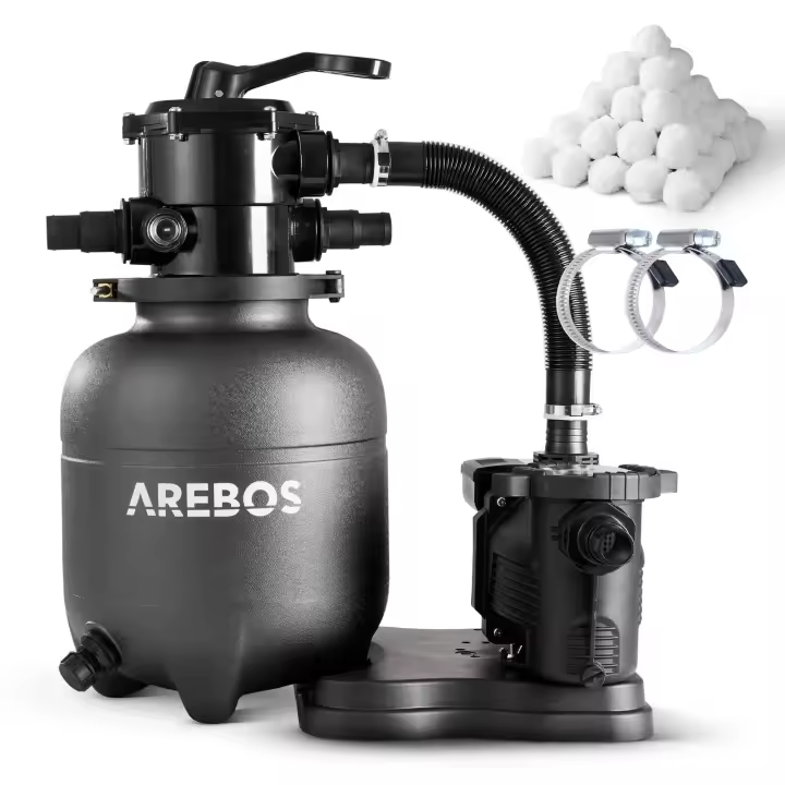AREBOS Sistema de Filtrado de Arena con Bomba de 350 W - Eficiente y Fácil de Usar - 1