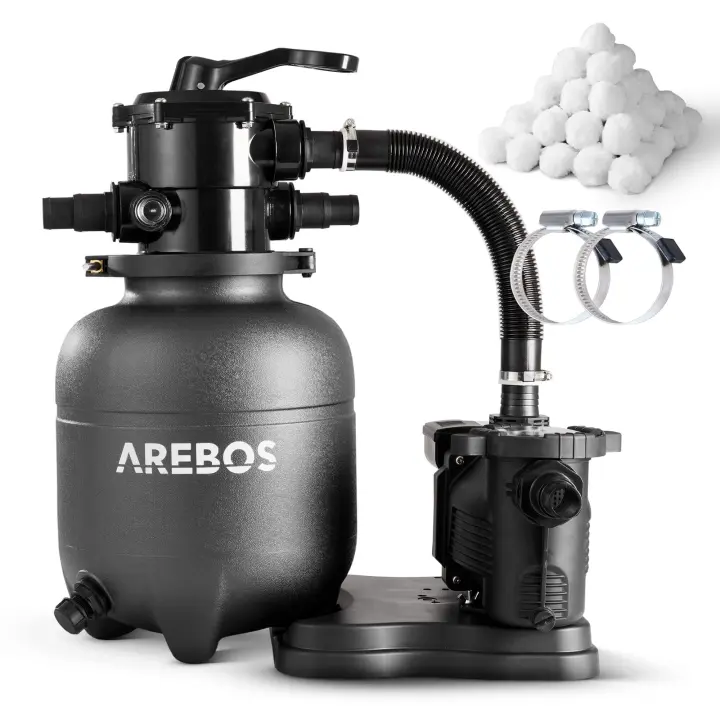 AREBOS Sistema de Filtrado de Arena con Bomba de 350 W - Eficiente y Fácil de Usar - 1
