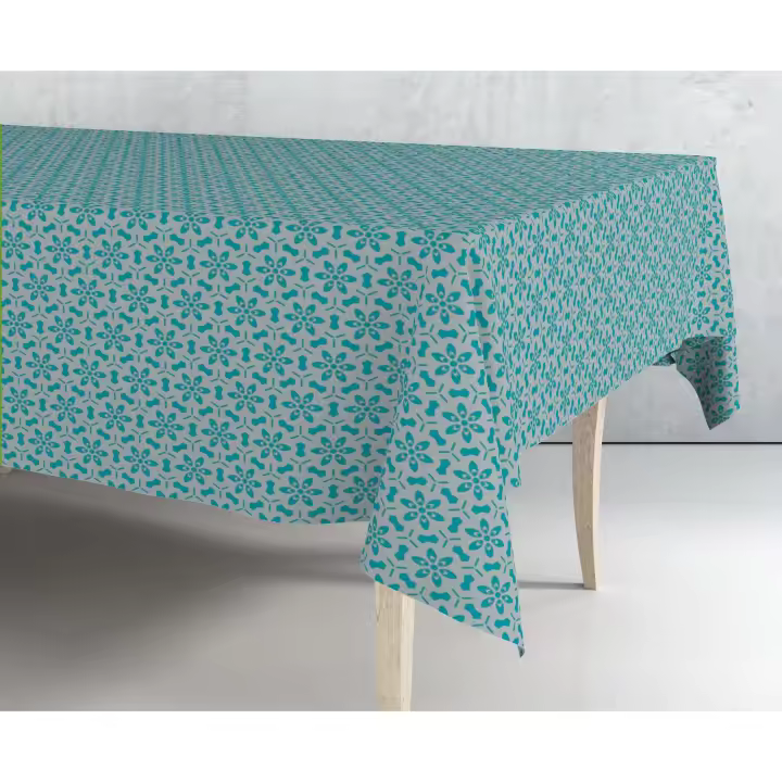 Mantel de hule estampado por metros - Mosaico pequeño cyan gris 43306-1    mantel por metros; manteles; mantel barato; mantel jardín - 1