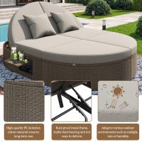 Tumbona de Ratán para dos, Sofá Cama de exterior, Tumbona de Jardín con estante lateral, Tumbona para dos, Mesa plegable para 2, Tumbona de Jardín, Tumbona de Ratán para dos, sofás de exterior ajustables individualmente - details 3