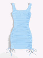 Vestido De Verano Con Tirantes Y Cinturón Ajustable Falda De Cintura Alta Estirada Y Plisada Estilo Casual Largo Mini Para Mujer - details 2
