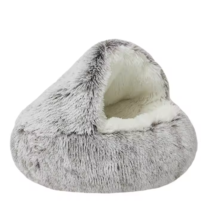Cama De Gato Y Perro Redonda De Peluche Suave 2 En 1 Con Funda Cama De Muelles Para Mascotas Pequeñas Cueva Caliente Para Dormir - 1