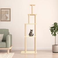 vidaXL Rascador para Gatos con Postes Árbol Torre de Escalada Sisal Color Crema,  Gris claro,  Gris oscuro y mas - details 0