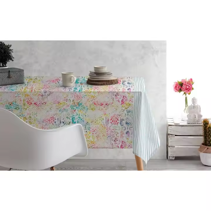 Manterol - Foulard multiusos 100% algodón multicolor con fundas de cojín. Sirve de cubrecama, cubre sofá, mantel o cortina. - 1